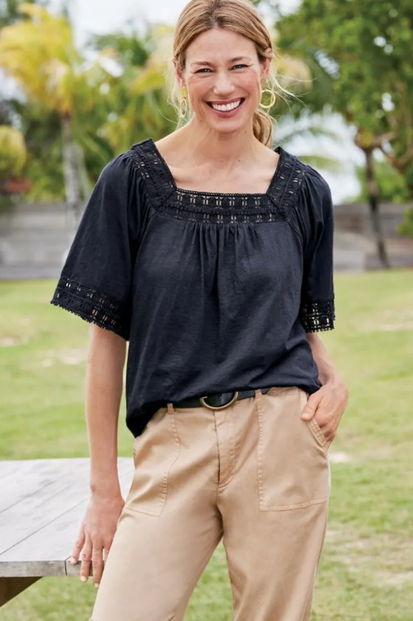 Brianna Crochet Knit Tee