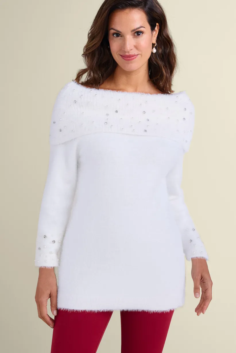 Christina Embellished Cowl Neck Sweater Tunic