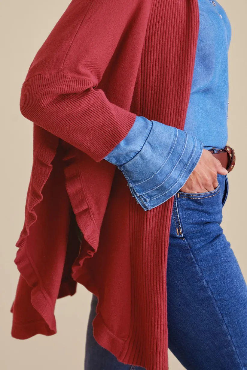 Draped Ruffle Cardigan