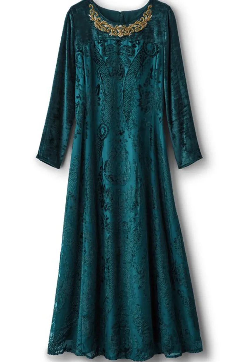 Emaline Velvet Burnout Maxi Dress