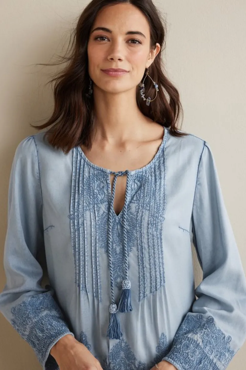 Emily Embroidered Tencel™ Top