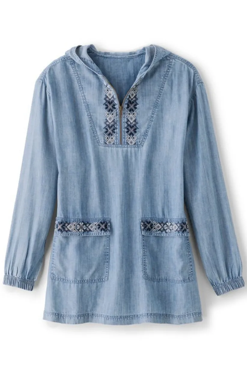 Evie Embroidered Tencel Hoodie