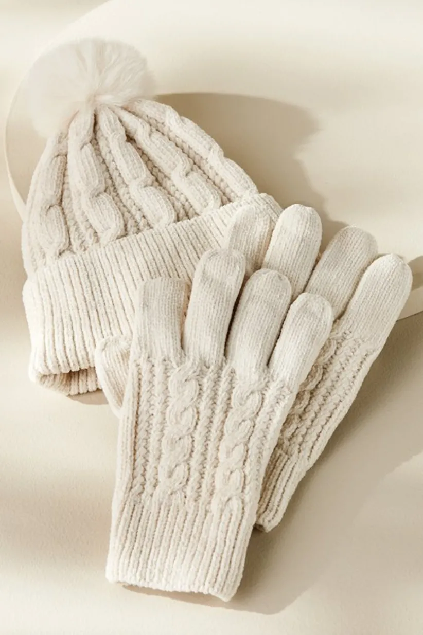 Jules Chenille Hat & Gloves Set