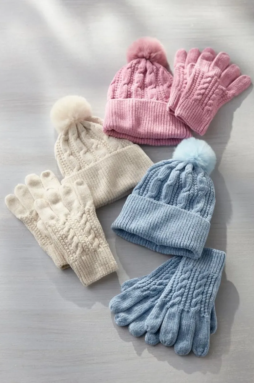 Jules Chenille Hat & Gloves Set