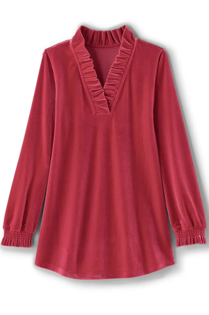 Marlee Ruffle Velvet Top
