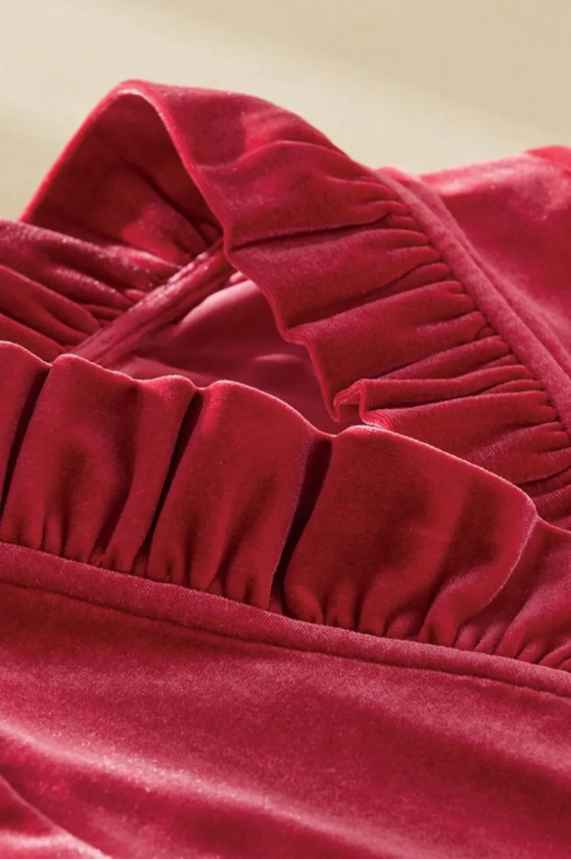 Marlee Ruffle Velvet Top