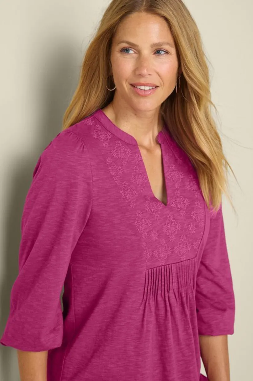 Mikaela Embroidered 3/4 Sleeve Tunic