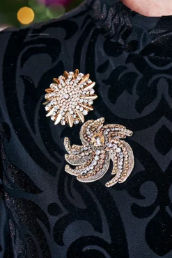 Swirl Around Burst Brooch